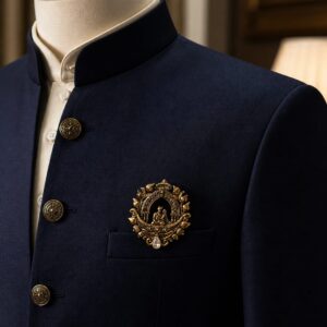 royal navy sherwani with gold brooch