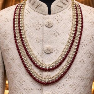 royal kundan & ruby beaded groom necklace