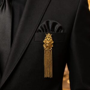 Royal Lion Crown Brooch with Tassel Chains