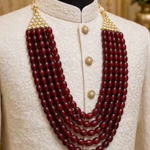 Royal Ruby Red Multi Layer Beads Mala for Men