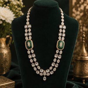 Royal Green Kundan Double Layer Mala for Men