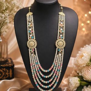 Royal Pastel Pearl Kundan Mala for Men