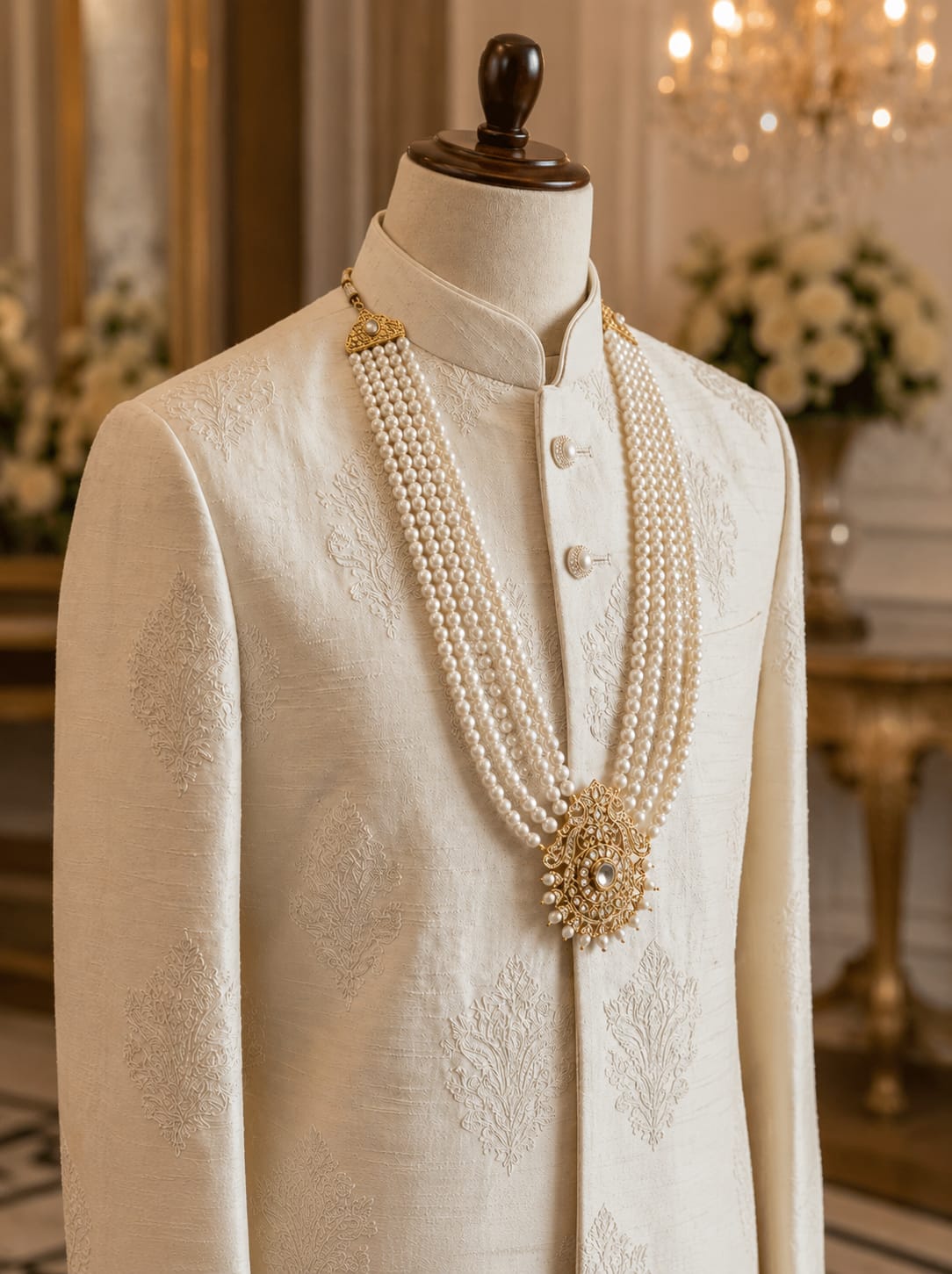 Royal Pearl Groom Mala Necklace for Men Royal Pearl Groom Mala Necklace for Men