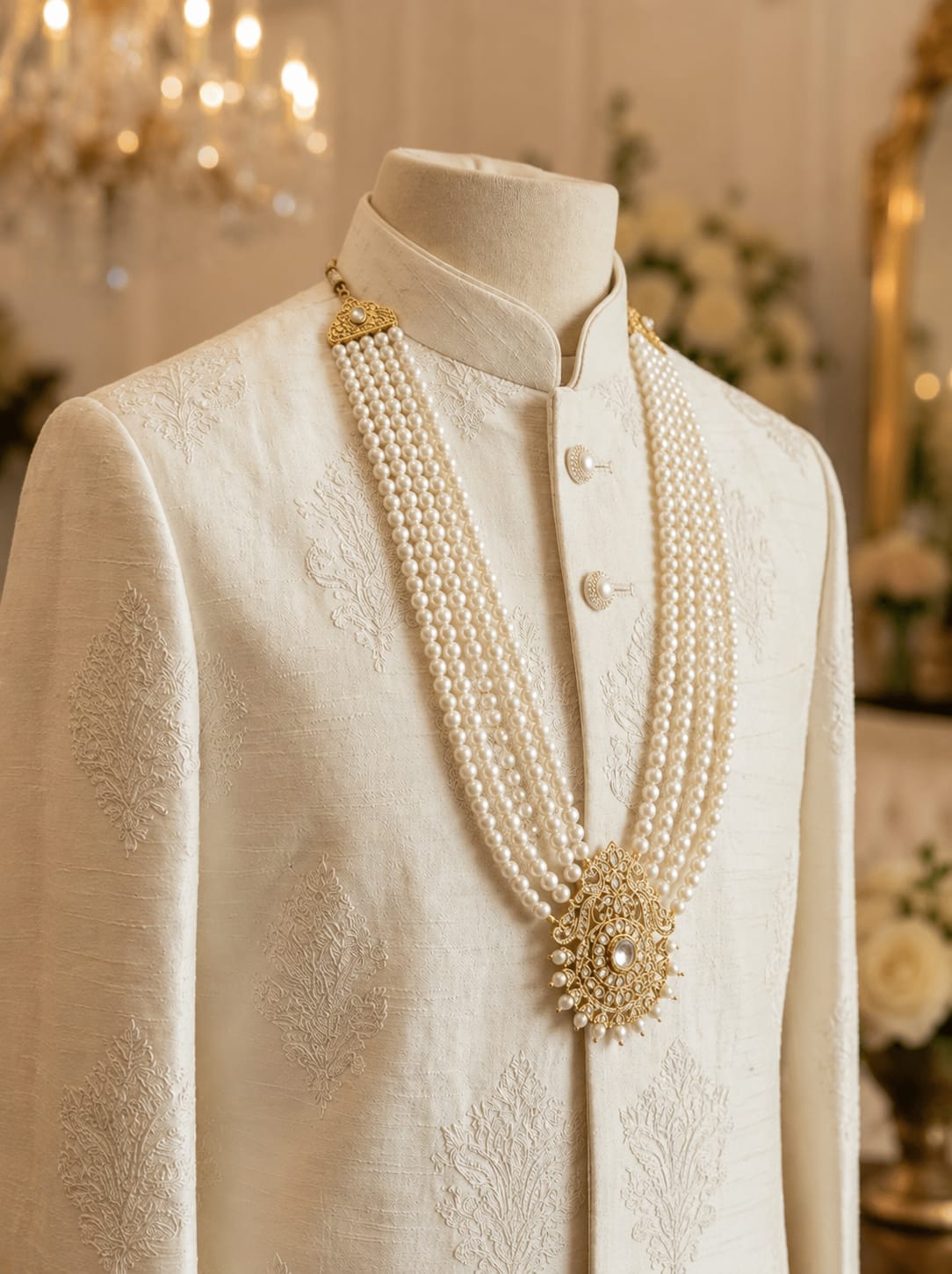 Royal Pearl Groom Mala Necklace for Men Royal Pearl Groom Mala Necklace for Men
