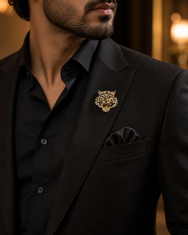 Royal Tiger Head Brooch for Men Royal Tiger Head Brooch for Men