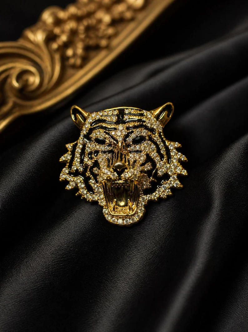 Royal Tiger Head Brooch for Men Royal Tiger Head Brooch for Men