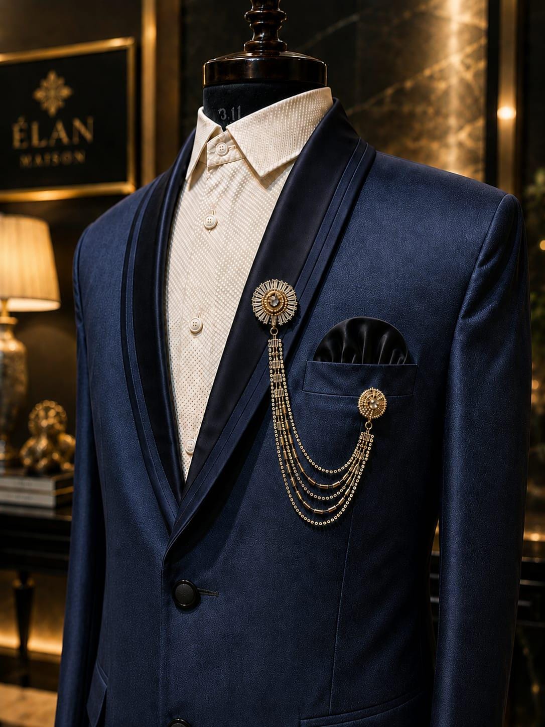 Gold Chain Suit Brooch for Men Gold Chain Suit Brooch for Men