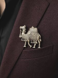 royal camel antique silver brooch