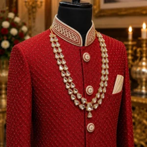 Gold-Tone Crystal Groom Sherwani Necklace